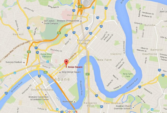 location Anzac Square on map Brisbane