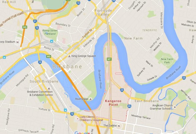 location Kangaroo Point on map Brisbane