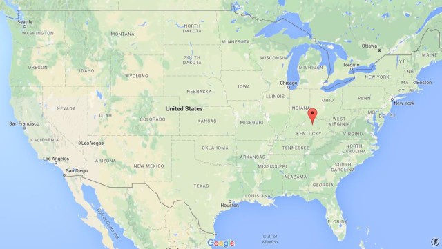 location Lexington on map of USA