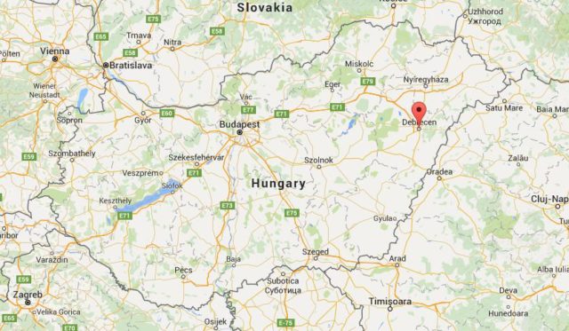 Location Debrecen on map Hungary