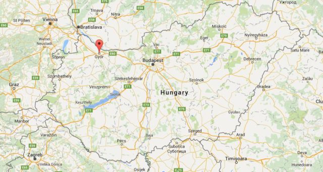 Location Gyor on map Hungary