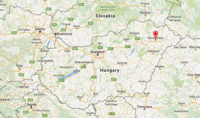 Location Nyiregyhaza on map Hungary