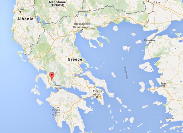 Location Agrinio on map Greece