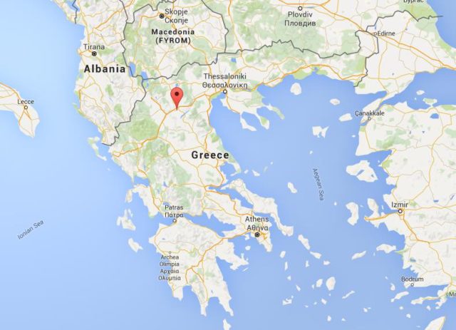 Location Kozani on map Greece