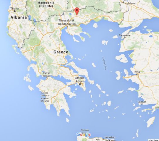 Location Serres on map Greece