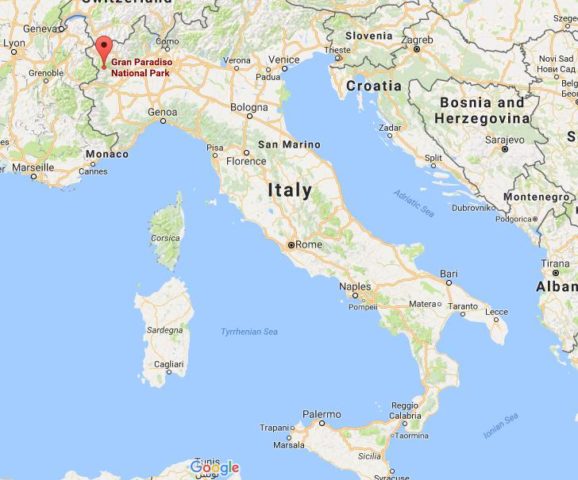 Location Gran Paradiso National Park on map Italy