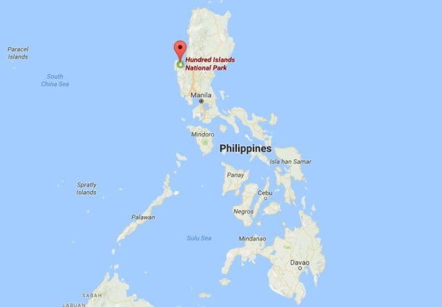 Location Alaminos Hundred Islands National Park on map Philippines