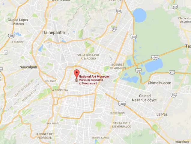 Location of National Art Museum on map of Mexico City