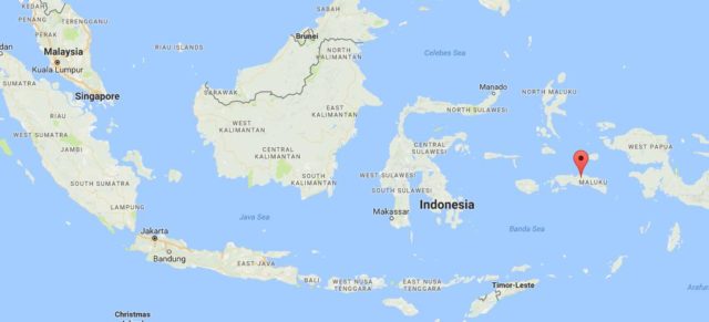 Location of Seram on map Indonesia