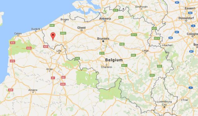 Location Ypres on map Belgium