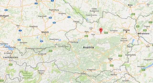 Location of Amstetten on map Austria