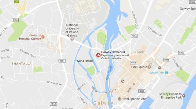 Location of Catholic Cathedral on map Galway