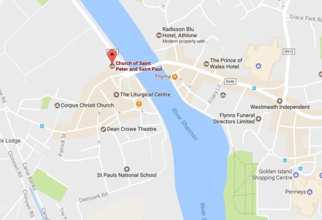 Location of St Peter and St Paul Church on map Athlone