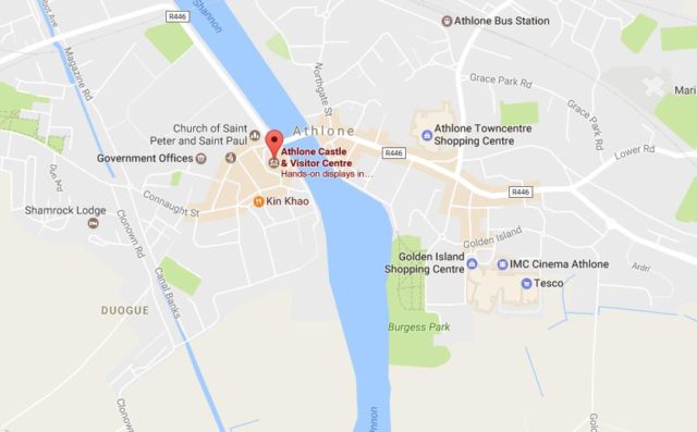 Location of the Castle on map Athlone