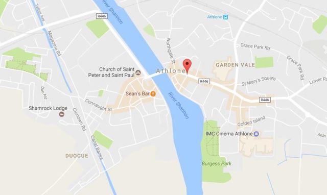 Location of Cathedral on map Athlone