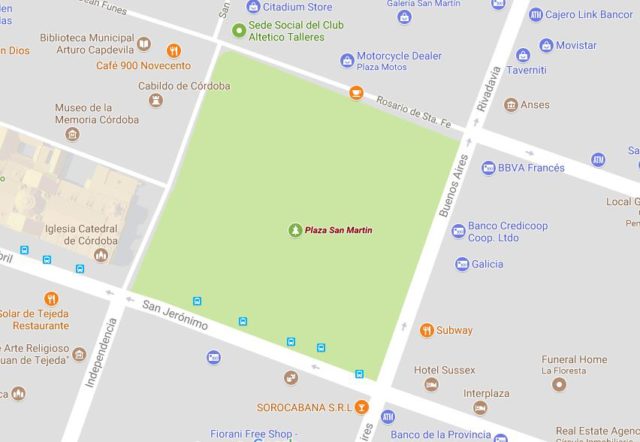Map of Plaza San Martin Cordoba