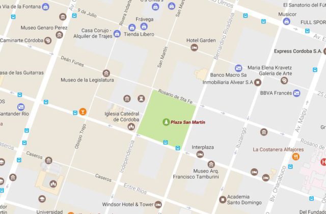 Map of San Martin Square Cordoba