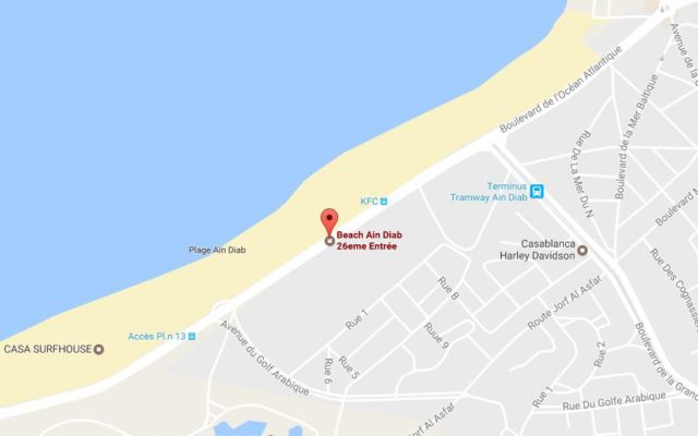 Map of Ain Diab Beach Casablanca