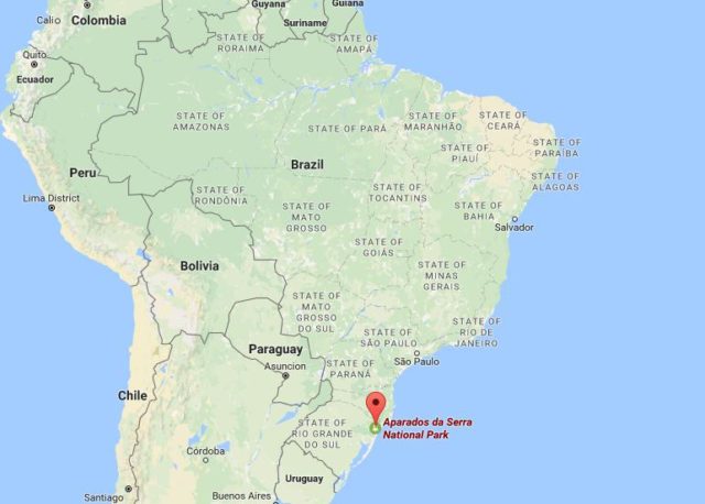 Location Aparados da Serra National Park on map Brazil