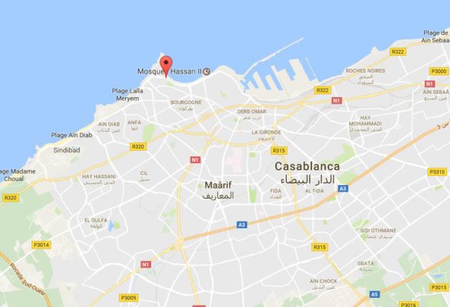 Location of Corniche on map Casablanca