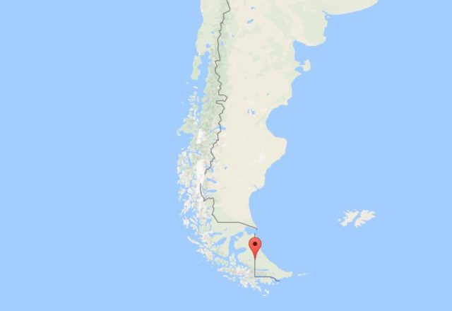 Location of Isla Grande de Tierra del Fuego on map of South America