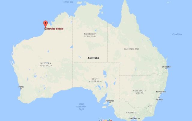 Location of Rowley Shoals on map Australia