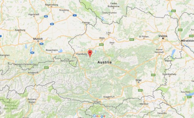 Location Salzkammergut on map Austria