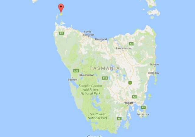 Location of Three Hummock Island on map Tasmania