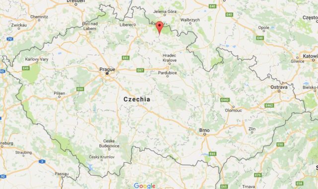 Location Vrchlabi on map Czechia