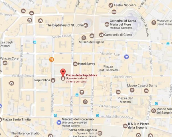 Map of Piazza della Repubblica Florence
