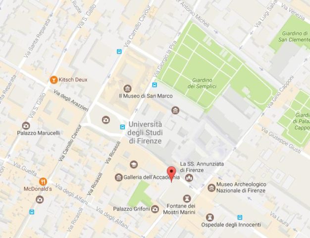 Map of Piazza della Santissima Annunziata Florence