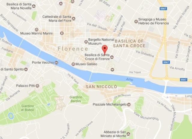 Location of Piazza di Santa Croce on map Florence