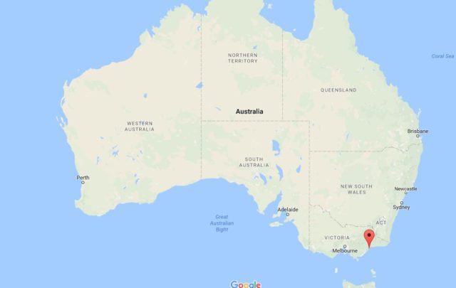 Location of Gippsland Lakes on map Australia