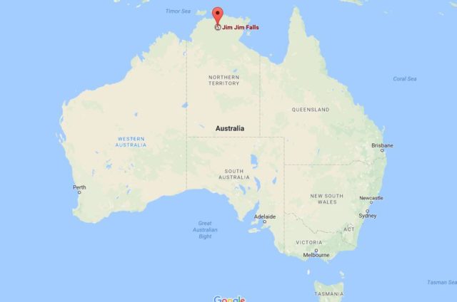 Location of Jim Jim Falls on map of Australia