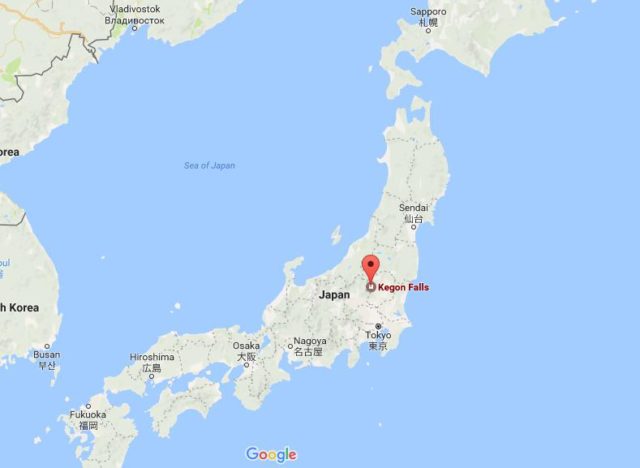 Location of Kegon Falls on map of Japan