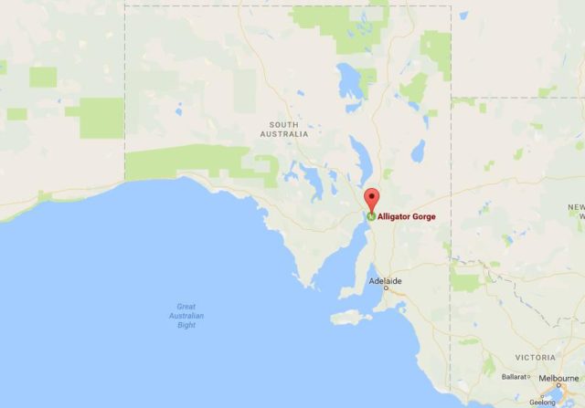 Location Alligator Gorge on map South Australia