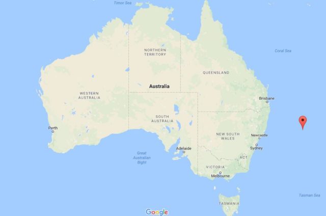 Location Balls Pyramid on map Australia