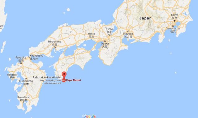 Location of Cape Ahizuri on map of Japan