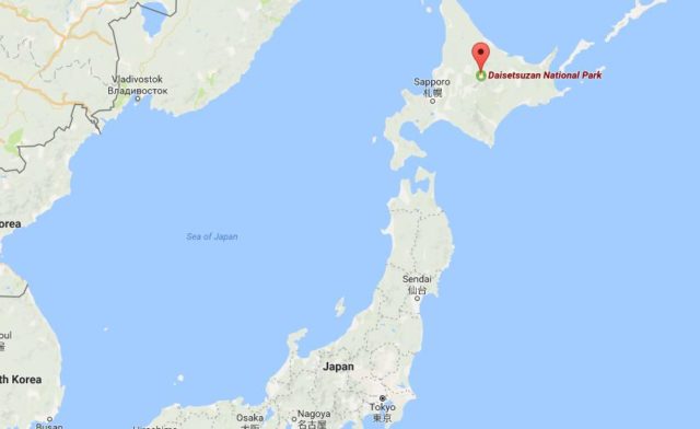 Location of Daisetsuzan National Park on map Japan
