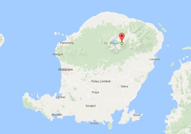 Location of Gunung Rinjani on map Lombok
