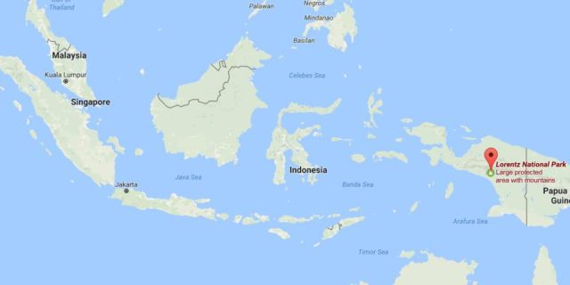Location of Lorentz National Park on map Indonesia