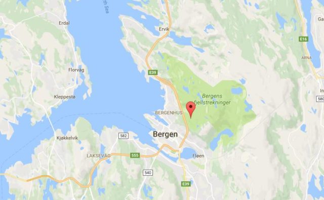 Location of Mount Floyen on map Bergen