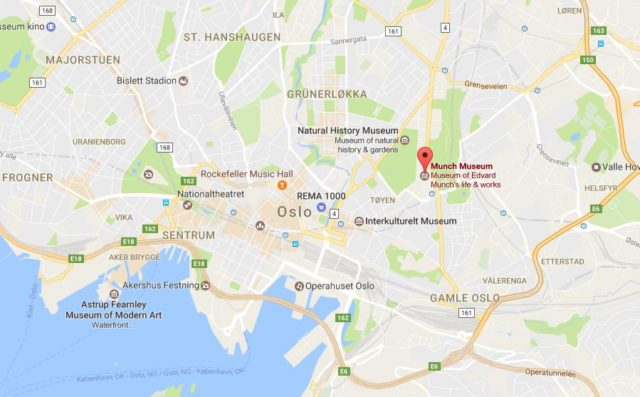 Location of Munch Museum on map Oslo