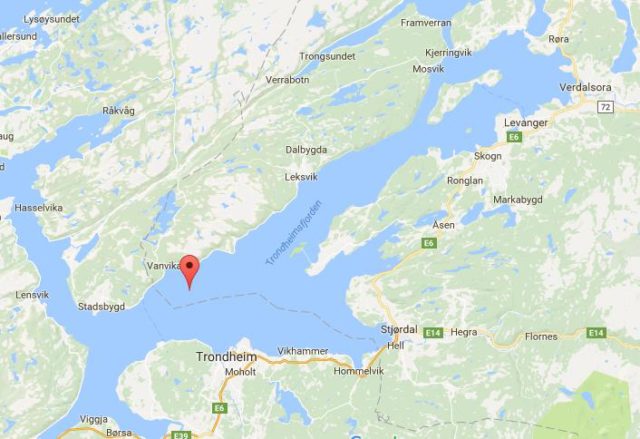 Location of Trondheimsfjord on map Trondheim