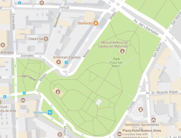 Map of Plaza San Martin Buenos Aires