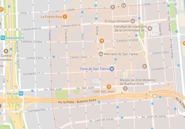Map of San Telmo Buenos Aires