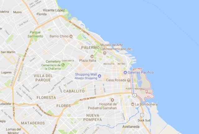 Location of Puerto Madero on map Buenos Aires