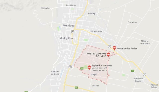 Location of Maipu on map Mendoza