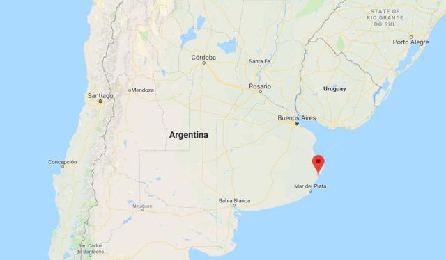 Location of Mar de las Pampas on map Argentina