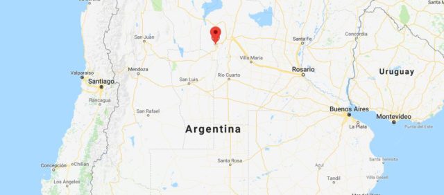 Location of Mina Clavero on map Argentina
